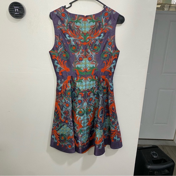 Anthropologie‎ Pankaj & Nidhi Octave Floral Embroidered Applique Mini Dress Sz 4 - Picture 6 of 7